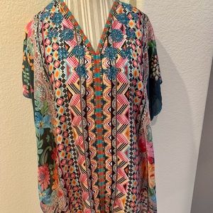 Johnny Was Silk Blouse with open sides Size XL